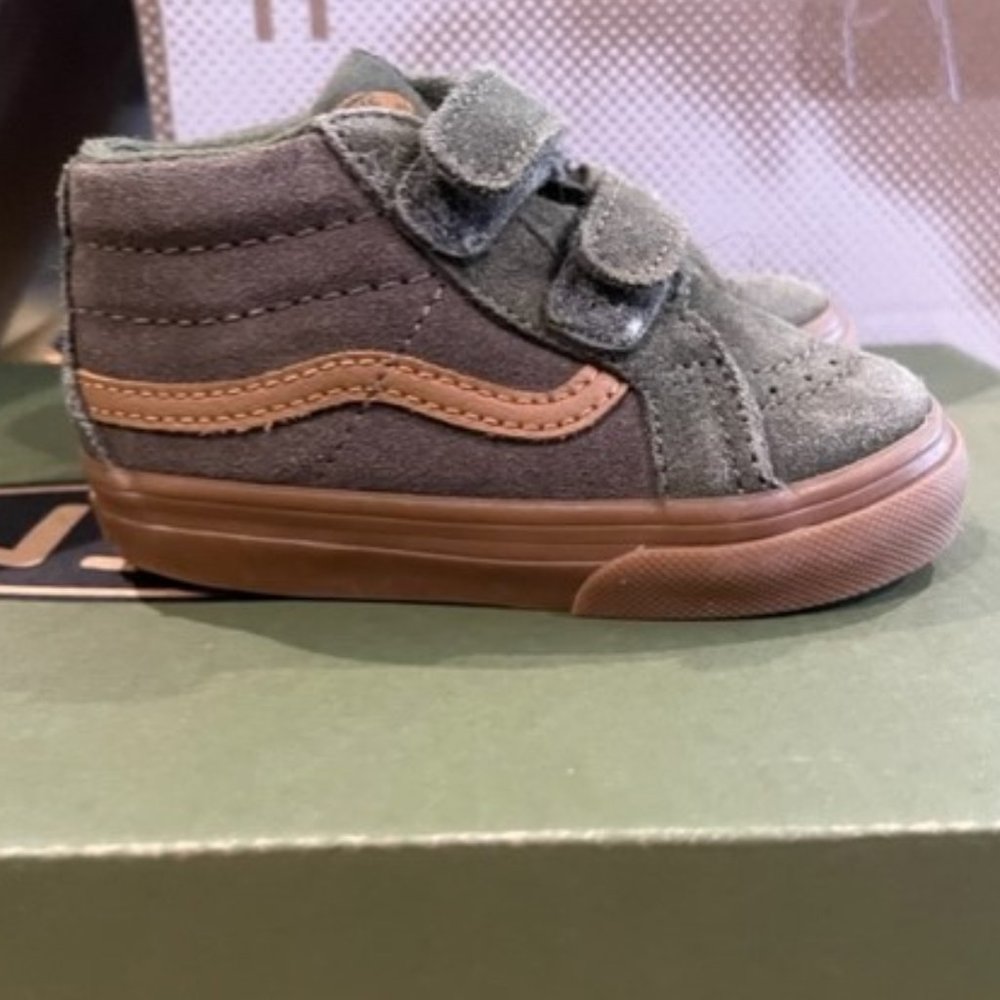 Toddler Green Vans Sk8 High with Gum Sole